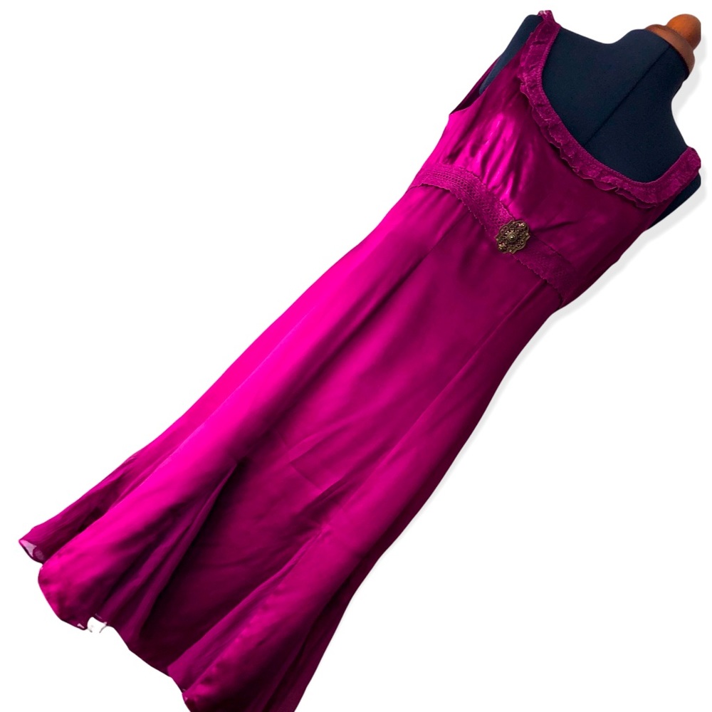 Antonio Melani Fuschia 💯 Silk 1920’s-30’s Dress Sz10